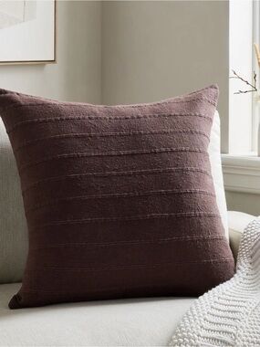 Quince Espresso Textured Striped Cotton Pillow Cover